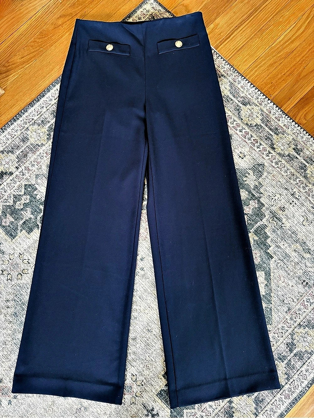 LOFT Wide Leg Sailor Pants in Blue Like New